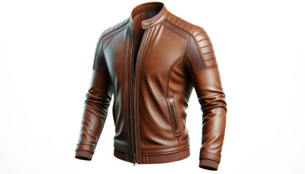 Casual Men’s Brown Zipper Leather Jacket For Bikers
