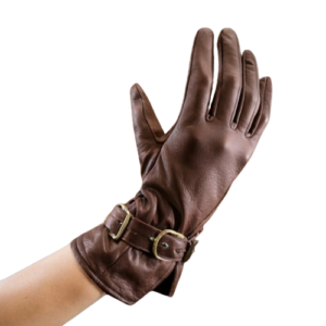 New Style Women Winter Warm Brown Color Cashmere Lining Touchscreen Lather Gloves