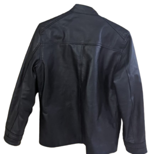 Classic Top Layer Cowhide Men’s Black Leather Jacket For Spring