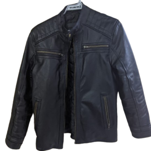 Classic Top Layer Cowhide Men’s Black Leather Jacket For Spring