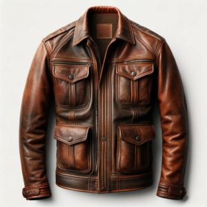Top Quality Cowhide Brown Vintage Leather Jacket for Men