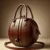 Luxurious Round Leather Bag for Women Brown Sphere Purse