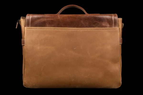 Vintage copper Brown Contractor Office Leather Bag back side