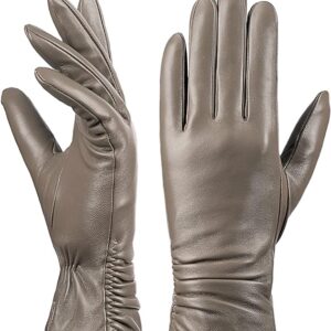 Womens Winter Leather Touchscreen Texting Warm Driving Lambskin Pure Genuine leather Gloves