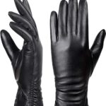 black High quality of leather touchscreen glove