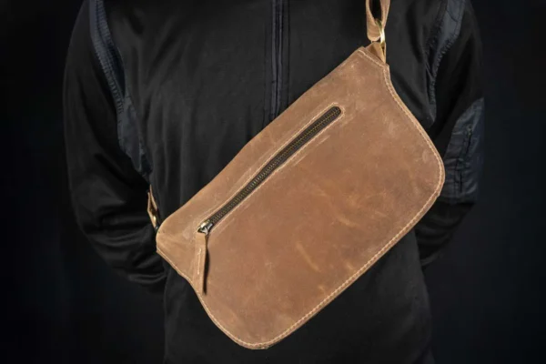 brown Multi-Purpose Crossbody Fanny leather bag