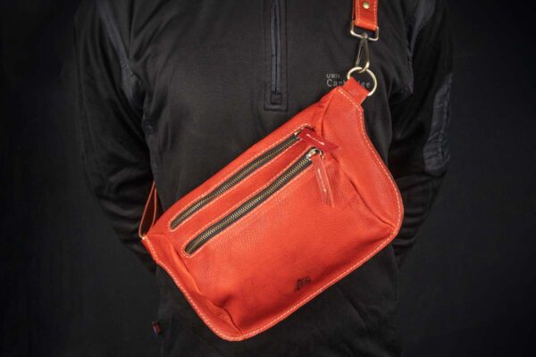 Red Multi-Purpose Crossbody Fanny leather bag