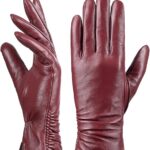 red Luxurious Lambskin Leather Touchscreen Gloves